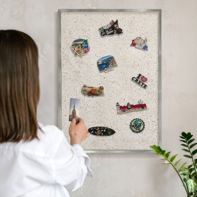 Tableau pour collection d'aimants cadre argenté Fond délicat