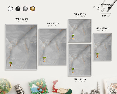 Tableau pour collection d'aimants cadre argenté Veines grises