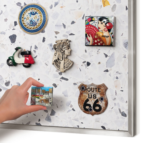 Tableau pour collection d'aimants cadre argenté Style terrazzo