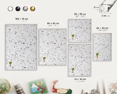 Tableau pour collection d'aimants cadre argenté Style terrazzo