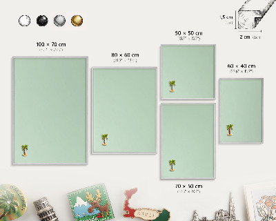 Tableau pour collection d'aimants cadre argenté Vert menthe