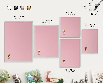 Tableau magnétique décoratif avec cadre argenté Rose clair