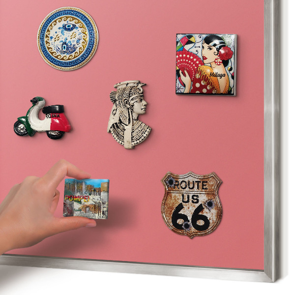 Tableau magnétique décoratif avec cadre argenté Couleur saumon