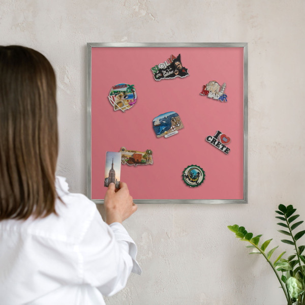 Tableau magnétique décoratif avec cadre argenté Couleur saumon