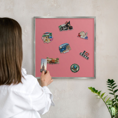 Tableau magnétique décoratif avec cadre argenté Couleur saumon