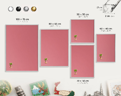 Tableau magnétique décoratif avec cadre argenté Couleur saumon