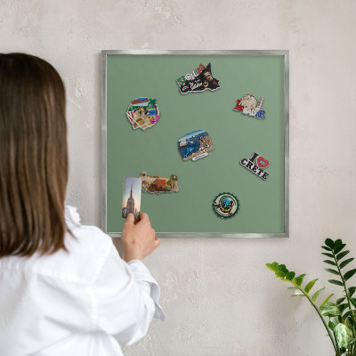 Tableau pour collection d'aimants cadre argenté Vert délavé