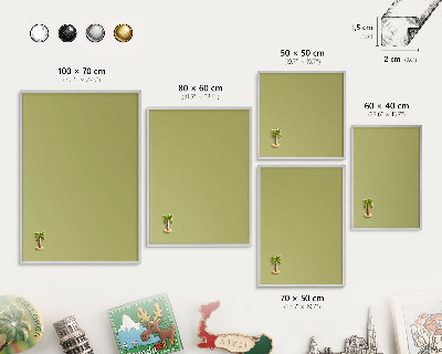 Tableau pour collection d'aimants cadre argenté Vert vintage