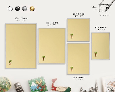 Tableau magnétique décoratif avec cadre argenté Jaune crème