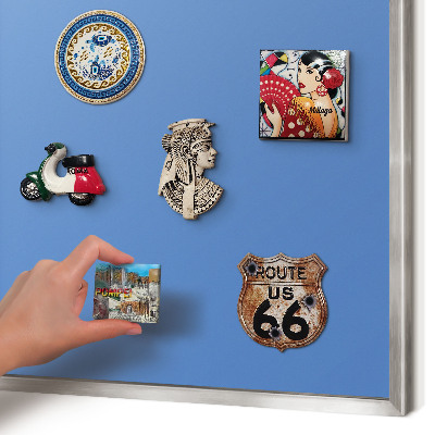 Tableau magnétique décoratif avec cadre argenté Couleur bleue