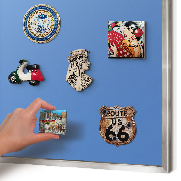 Tableau magnétique décoratif avec cadre argenté Couleur bleue