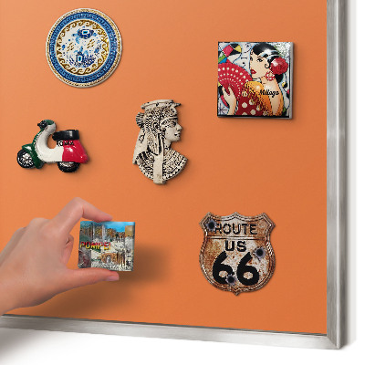 Tableau pour collection d'aimants cadre argenté Orange fort