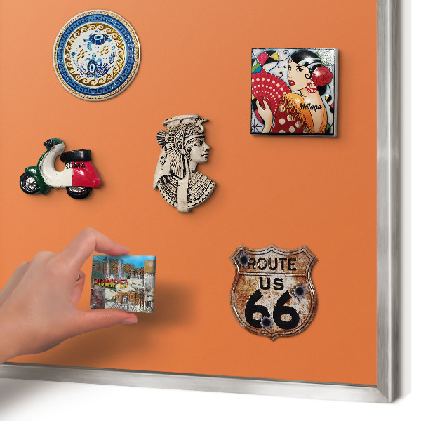 Tableau pour collection d'aimants cadre argenté Orange fort