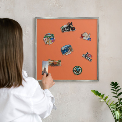 Tableau pour collection d'aimants cadre argenté Orange fort