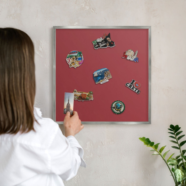 Tableau magnétique décoratif avec cadre argenté Couleur bordeaux