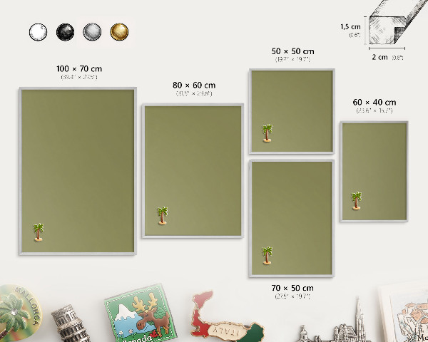 Tableau magnétique décoratif avec cadre argenté Herbe verte