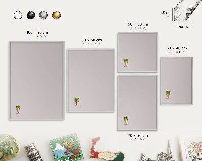 Tableau pour collection d'aimants cadre argenté Gris cendré