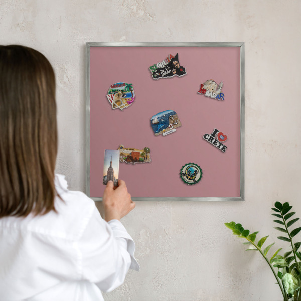 Tableau magnétique décoratif avec cadre argenté Rose poudré