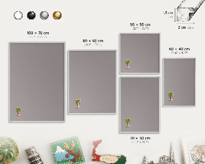 Tableau magnétique décoratif avec cadre argenté Gris cendré