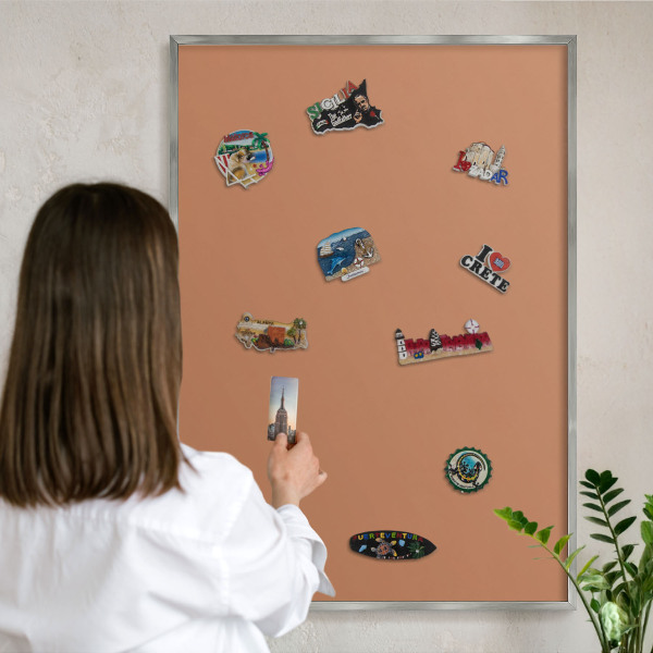 Tableau magnétique décoratif avec cadre argenté Orange terne