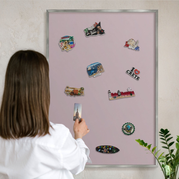 Tableau pour collection d'aimants cadre argenté Lilas pastel