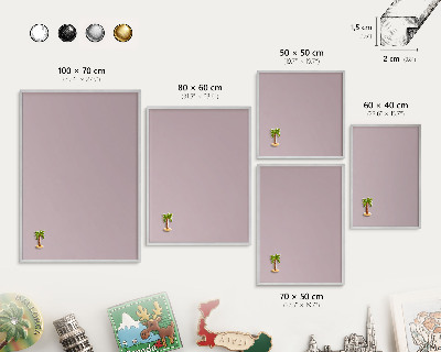 Tableau pour collection d'aimants cadre argenté Lilas pastel