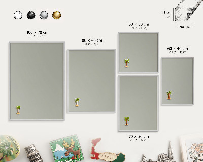 Tableau magnétique décoratif avec cadre argenté Gris neutre