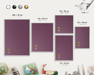 Tableau magnétique décoratif avec cadre argenté Couleur violette