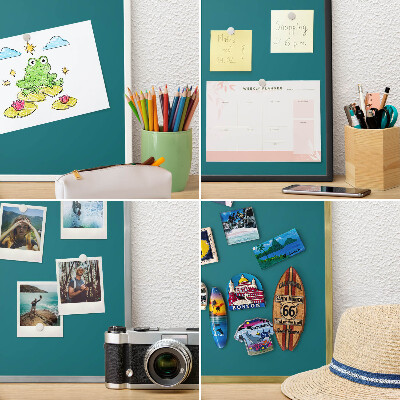 Tableau pour collection d'aimants cadre argenté Turquoise foncé