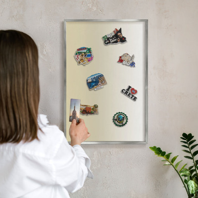 Tableau magnétique décoratif avec cadre argenté Dégradé crème