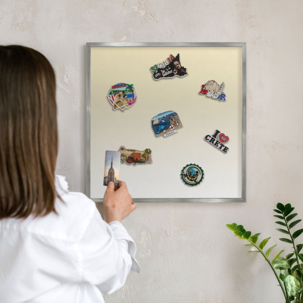 Tableau magnétique décoratif avec cadre argenté Dégradé crème