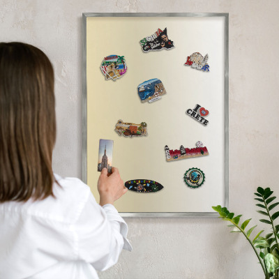 Tableau magnétique décoratif avec cadre argenté Dégradé crème