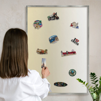 Tableau magnétique décoratif avec cadre argenté Dégradé crème