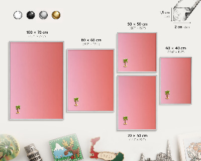 Tableau magnétique décoratif avec cadre argenté Rose orange
