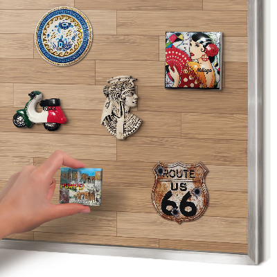 Tableau magnétique décoratif avec cadre argenté Motif en bois