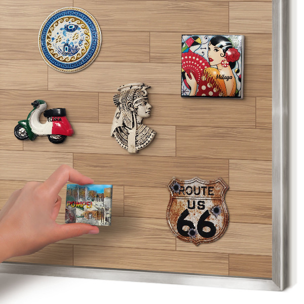 Tableau magnétique décoratif avec cadre argenté Motif en bois