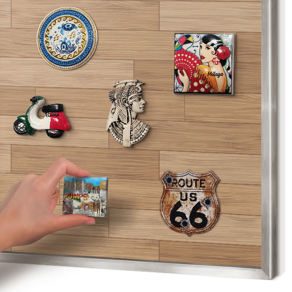 Tableau magnétique décoratif avec cadre argenté Motif en bois