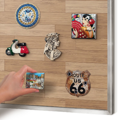 Tableau magnétique décoratif avec cadre argenté Motif en bois