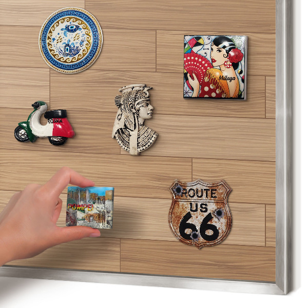 Tableau magnétique décoratif avec cadre argenté Motif en bois