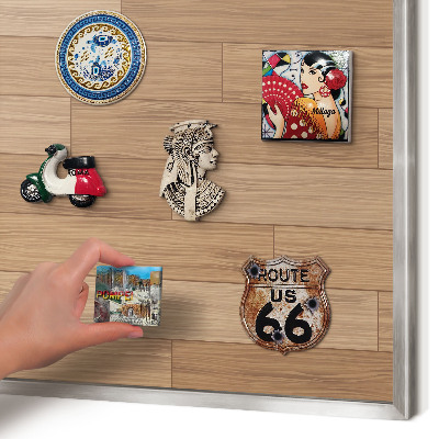 Tableau magnétique décoratif avec cadre argenté Motif en bois