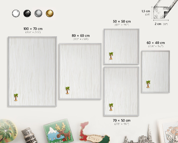 Tableau pour collection d'aimants cadre argenté Harmonie des lignes