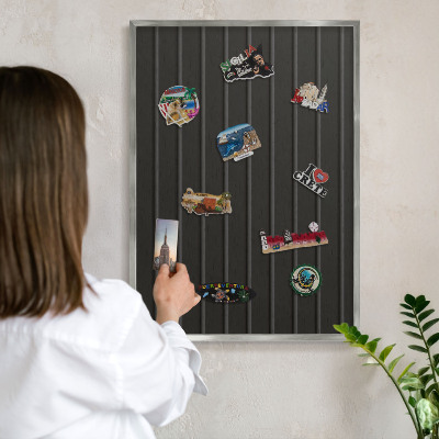 Tableau magnétique décoratif avec cadre argenté Texture du panneau