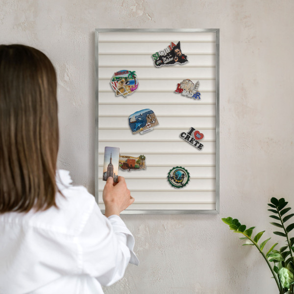 Tableau pour collection d'aimants cadre argenté Lignes verticales