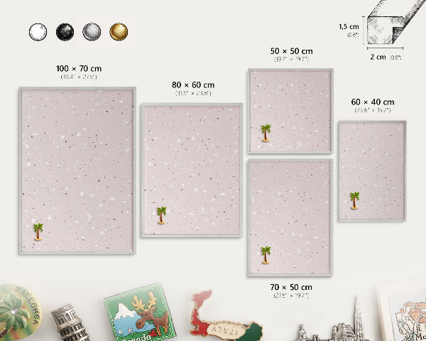 Tableau magnétique décoratif avec cadre argenté Terrazzo moderne