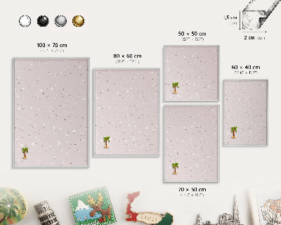 Tableau magnétique décoratif avec cadre argenté Terrazzo moderne
