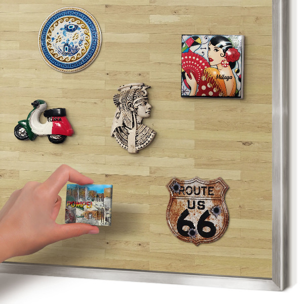 Tableau magnétique décoratif avec cadre argenté Texture bois
