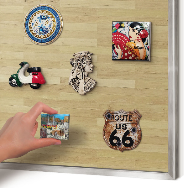 Tableau magnétique décoratif avec cadre argenté Texture bois