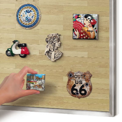 Tableau magnétique décoratif avec cadre argenté Texture bois