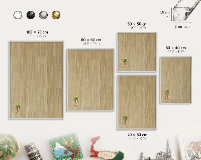 Tableau magnétique décoratif avec cadre argenté Texture bois