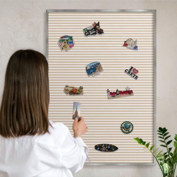 Tableau magnétique décoratif avec cadre argenté Rayures verticales